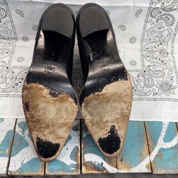 VTG DONNA KARAN OXFORD GRANNY/GOTH ANKLE BLACK LEATHER BOOTS SZ 7B - Picture 7 of 11